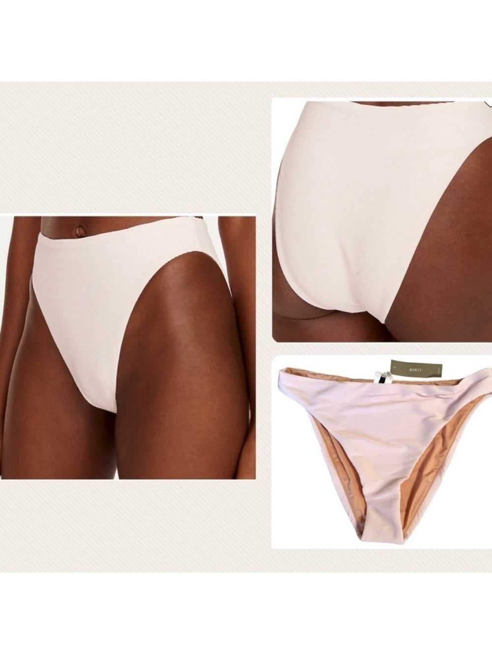 J. Crew Ribbed High-Rise Cheeky Bikini Bottom - Light Pink